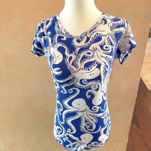 Lilly Pulitzer Arielle Top in Iris Blue Bubbly Octopus, XS